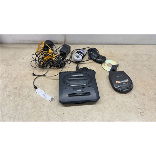 Sega Genesis Model 2 Console with SNES Controller, Genesis Controller, Panasonic CD Player