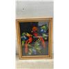 Image 2 : Three Framed Art Pieces: Two Mexican Feather Bird Art and Shell Flower Bouquet, Largest 12 × 10”