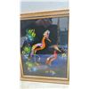 Image 5 : Three Framed Art Pieces: Two Mexican Feather Bird Art and Shell Flower Bouquet, Largest 12 × 10”