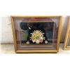 Image 7 : Three Framed Art Pieces: Two Mexican Feather Bird Art and Shell Flower Bouquet, Largest 12 × 10”
