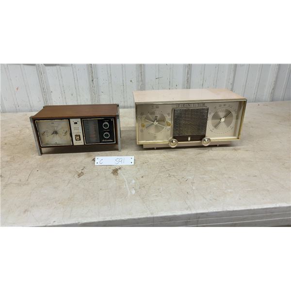 Juliette Solid State 10 Transistor AM/FM Clock Radio and Zenith AM/FM Dual-Dial Clock Radio