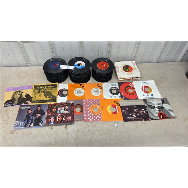 Large Collection of 45 RPM Vinyl Records Including Carly Simon, Heart, Bangles