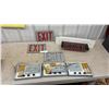 Image 12 : Vintage Emergency Exit Signs and Components with Faceplates, Stencil, and Lighting Units