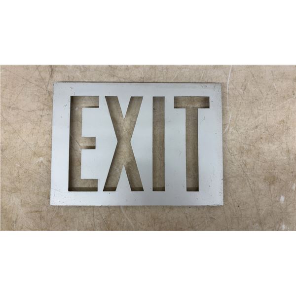 Vintage Emergency Exit Signs and Components with Faceplates, Stencil, and Lighting Units