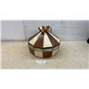 Image 1 : Vintage Tiffany-Style Stained Glass Hanging Pendant Lamp in Amber and Cream, Missing Male Flowers