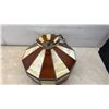 Image 3 : Vintage Tiffany-Style Stained Glass Hanging Pendant Lamp in Amber and Cream, Missing Male Flowers