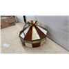 Image 6 : Vintage Tiffany-Style Stained Glass Hanging Pendant Lamp in Amber and Cream, Missing Male Flowers
