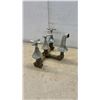 Image 3 : Antique Wall-Mount Three-Handle Utility Faucet and Exposed Pipe Shower Fixture With Cross Handles