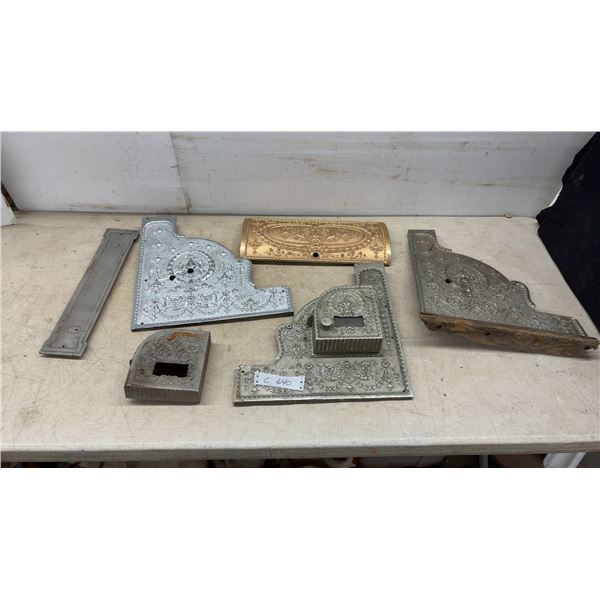 Antique National Cash Register NCR Class 300 Ornate Nickel and Brass Panel Parts