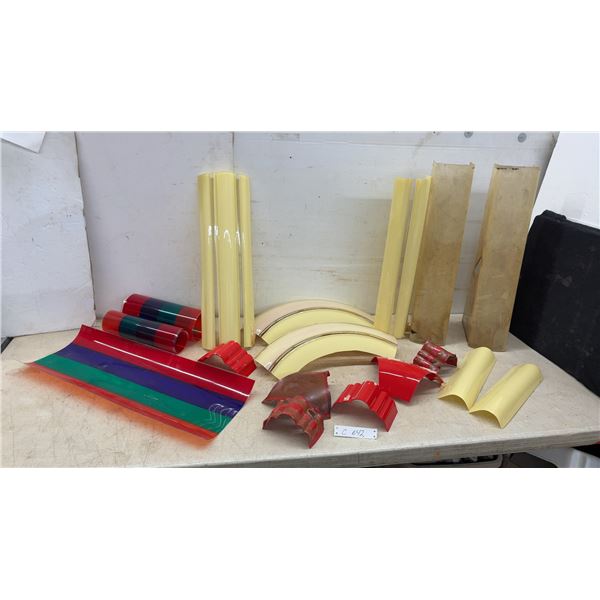 Jukebox Parts, Assorted Plastic Light Diffusers, Curved Panels, Corrugated Red Panels, Striped