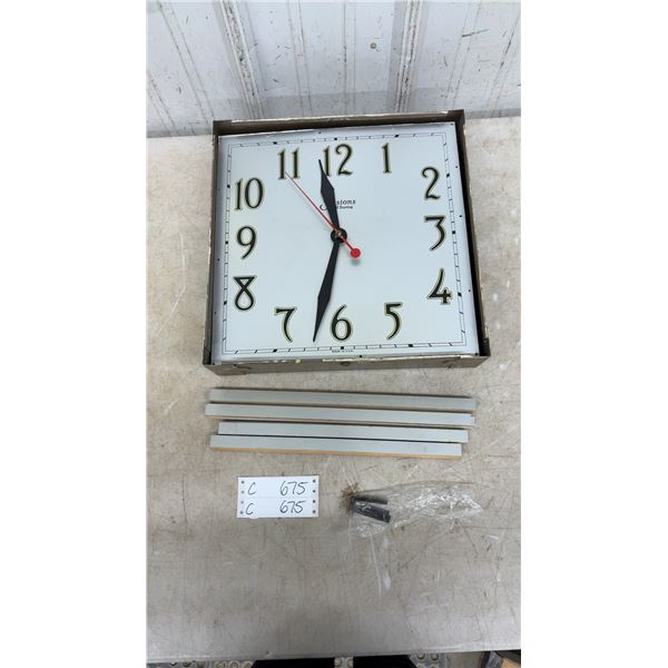 Vintage Sessions Self Starting Square Electric Wall Clock with Trim Pieces and Mounting Hardware