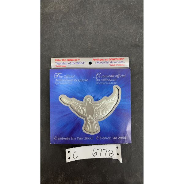 Canada Post Official Millennium Keepsake Silver Dove, Year 2000