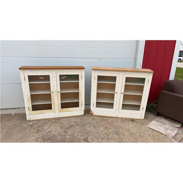 Pair of Vintage Wood and Glass Display Cabinets 48 × 11 × 44