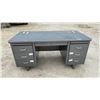 Image 1 : Vintage Steel Office Desk with Pull-Out Trays and Multiple Drawers 60 × 30 × 28