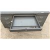 Image 5 : Vintage Steel Office Desk with Pull-Out Trays and Multiple Drawers 60 × 30 × 28