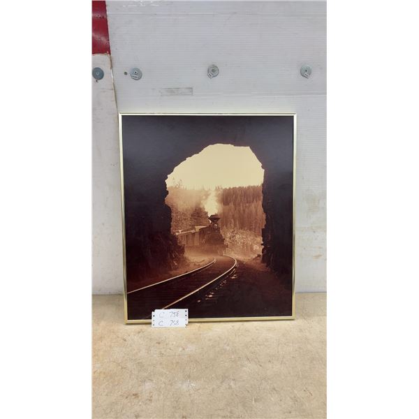 Canadian Pacific Gold Label Series Framed Sepia Photograph of Steam Locomotive No. 140