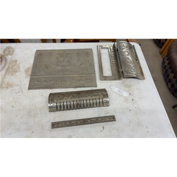 Antique National Cash Register NCR Model 762 Ornate Metal Parts, Panel, Frame, Grate
