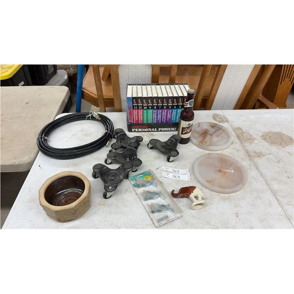 Anthony Robbins Personal Power Cassette Set, Schlitz Bottle Flash Light, Furniture Dollies
