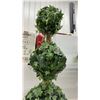 Image 7 : Faux Ficus Tree in Woven Basket and Ivy Topiary in Basket Planter, Tallest, 49”