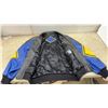Image 2 : Rare Michael Hoban North Beach Lambskin Leather Bomber Jacket, Size XL, Blue, Black, and Yellow