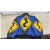 Image 6 : Rare Michael Hoban North Beach Lambskin Leather Bomber Jacket, Size XL, Blue, Black, and Yellow