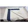 Image 5 : Original Witney Point Pure Wool Blanket, Cream With Dark Blue Stripes, Made in England