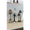 Image 1 : Vintage-Style Bronze Metal Table Lamps with Scrolled Base and Palm Motif, Set of 3, Tallest 32”