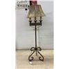 Image 2 : Vintage-Style Bronze Metal Table Lamps with Scrolled Base and Palm Motif, Set of 3, Tallest 32”