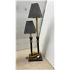 Image 6 : Vintage-Style Bronze Metal Table Lamps with Scrolled Base and Palm Motif, Set of 3, Tallest 32”
