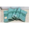 Image 1 : Hudson's Bay 4-Point Blanket, 100% Wool, Teal with Tone-on-Tone Stripes, Made in England