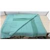 Image 5 : Hudson's Bay 4-Point Blanket, 100% Wool, Teal with Tone-on-Tone Stripes, Made in England
