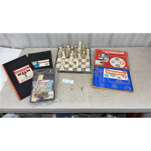 Onyx Chess Board and Pieces, Spirograph, Monopoly