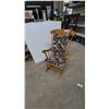 Image 2 : Wooden Rocking Chair with Upholstered Seat and Back Cushions