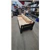 Image 2 : Black Lacquered Sofa with Floral Upholstery and Cushions. 86” wide