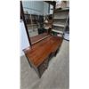 Image 6 : Vintage Wood Vanity and Mirror with Carved Gold-Tone Finial