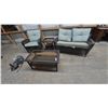 Image 1 : Wicker Patio Set: Chair, Loveseat, Side Tables, and Coffee Table