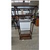 Image 1 : Dark Wood and Glass Display Shelf with Gold Accents 5 tier. 72”×32”×14”