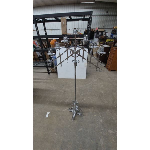 Silver-Tone Metal Floor Candelabra with Dove Motif and Candle Holders. Seems churchy.