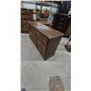 Image 4 : Dark Wood Dresser with 9 Drawers, Brass Hardware, and Carved Details. 64”×32”×18.6”