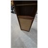 Image 6 : Rattan and Wood Cabinet with Two Doors, Two Open Shelves, and Lower Cabinet. 60”×17”×12”