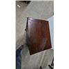 Image 3 : Dark Wood End Table with Drawer and Shelf. 28”×17”×22”