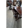 Image 6 : Dark Wood End Table with Drawer and Shelf. 28”×17”×22”