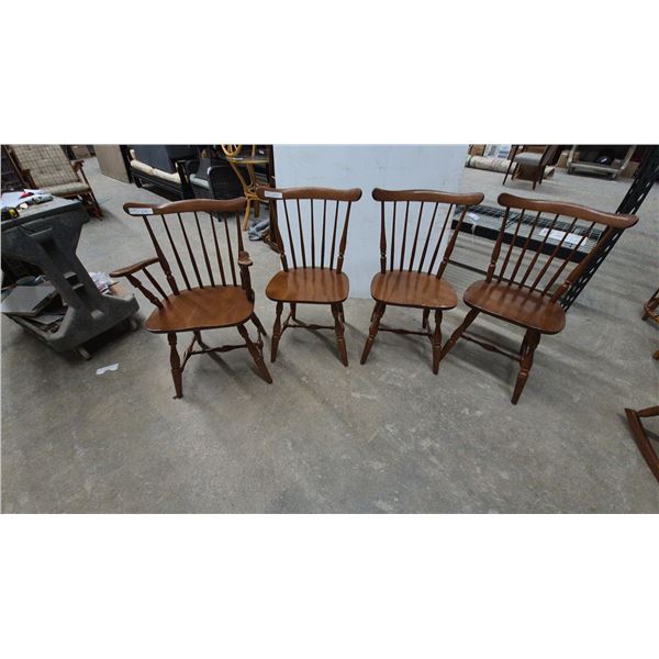 Four Maple Vilas Dining Chairs: 1 Armchair and 3 Side Chairs