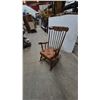 Image 1 : Wooden Rocking Chair with Star Cutout and Brown Seat Cushion