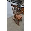 Image 3 : Wooden Rocking Chair with Star Cutout and Brown Seat Cushion
