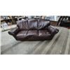 Image 1 : Brown Leather. Leather style Three-Seat Sofa. 86” wide