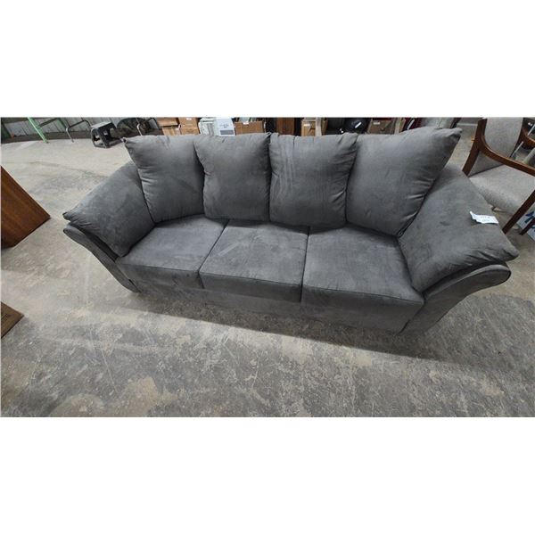 Three-Seat Sofa with Three Back and Two Arm Cushions, Microsuede, 88” Wide