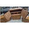 Image 10 : 4-Piece MCM Rattan and Wood Dresser Set with 2 Nightstands