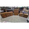 Image 1 : 4-Piece MCM Rattan and Wood Dresser Set with 2 Nightstands