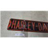 Image 2 : Harley-Davidson Embossed Metal Sign, "HARLEY-DAVIDSON DR" in Orange and Black. 6”×36”